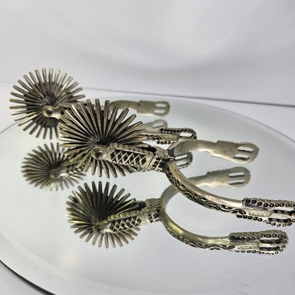 Chilean Cowboy Spurs Vintage Artisan Handmade Set Equestrian Riding Horse - Picture 4 of 16